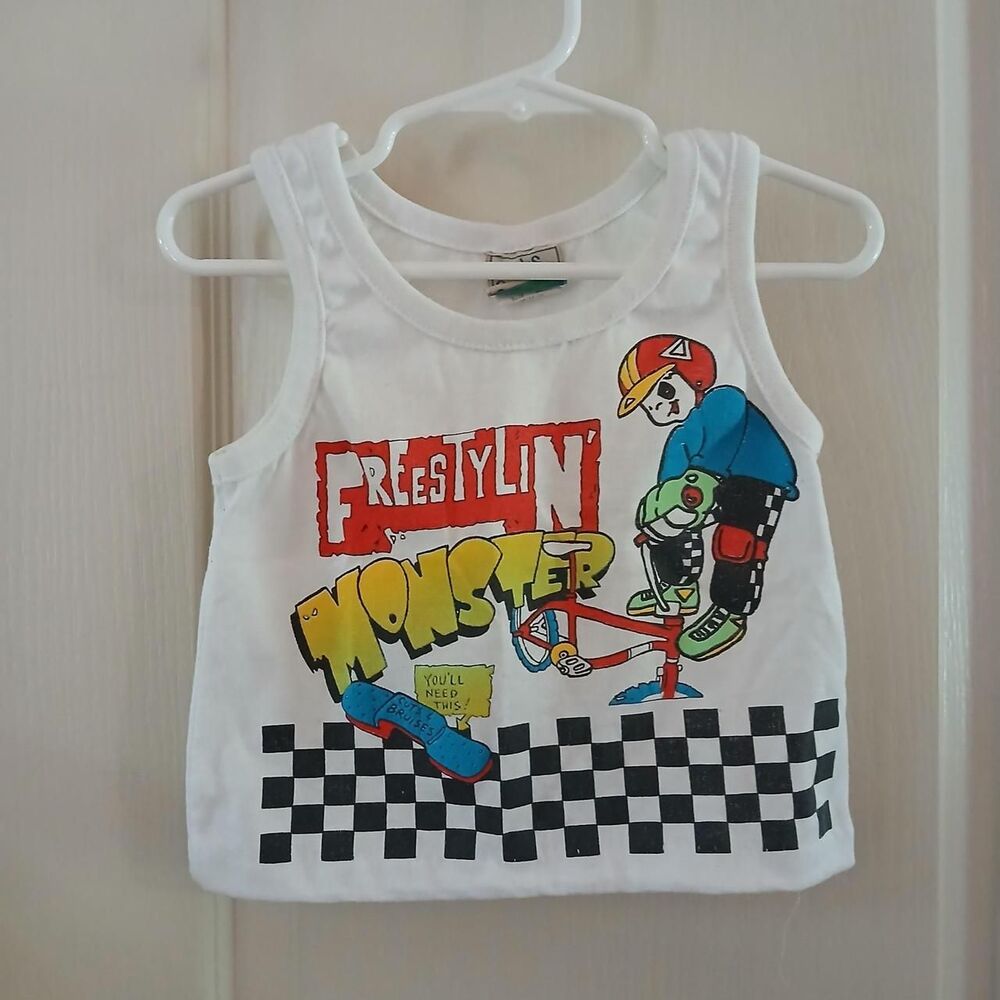 Vintage 90s Cuts & Bruises Freestylin Monster BMX Bicycle Tank Top 3T USA Made